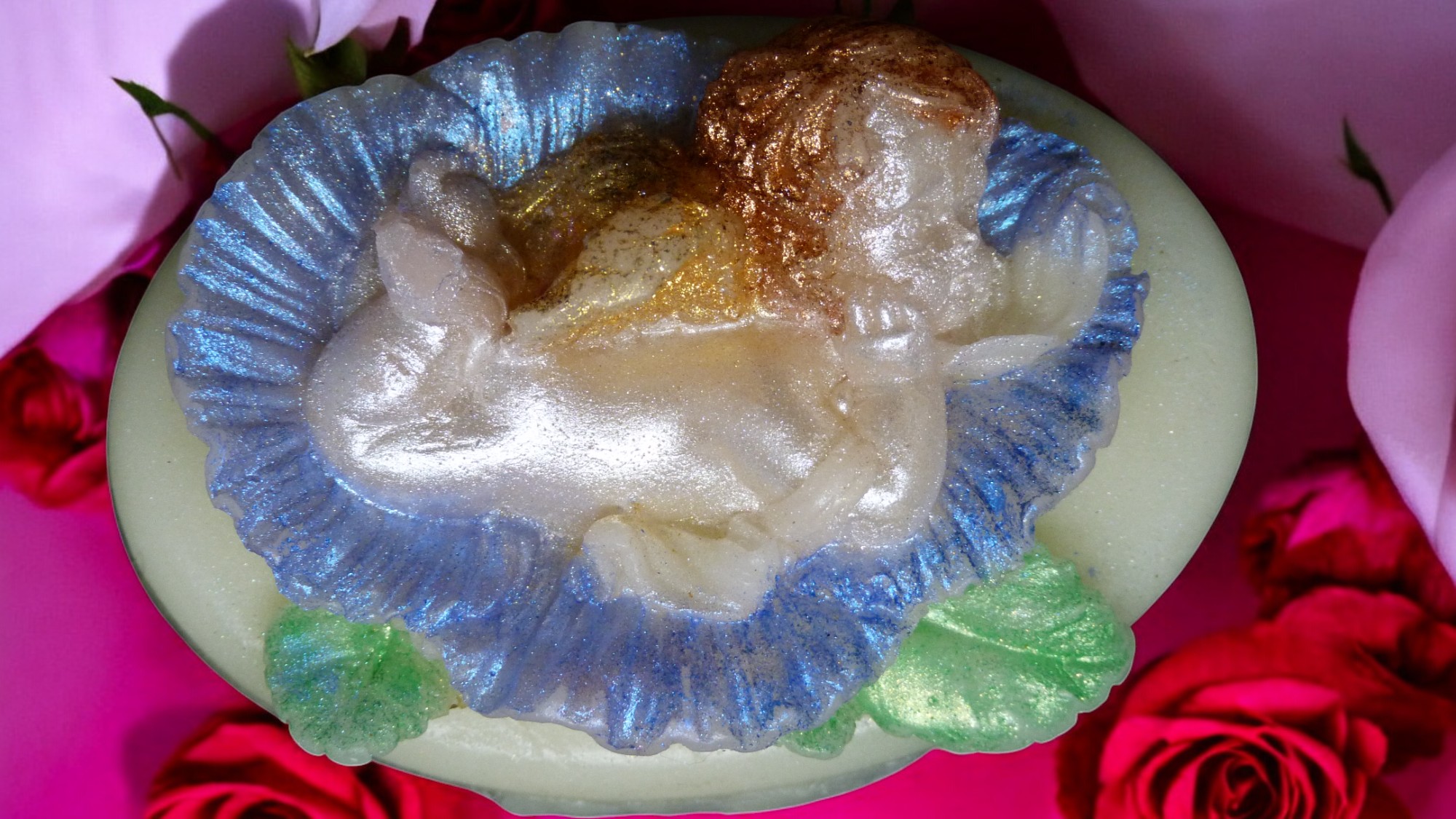 Engel op een Bloem Zeepje met Mica (image for) Engel op een Bloem Zeepje met Mica