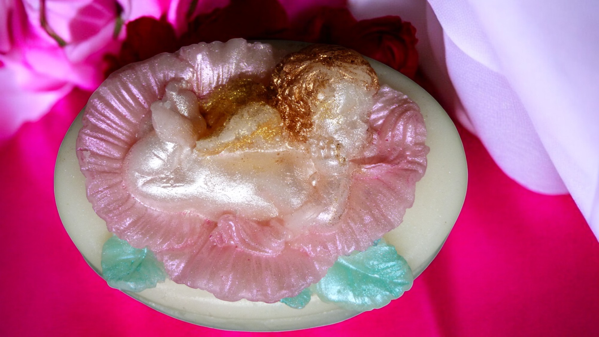 Engel op een Bloem Zeepje met Mica (image for) Engel op een Bloem Zeepje met Mica