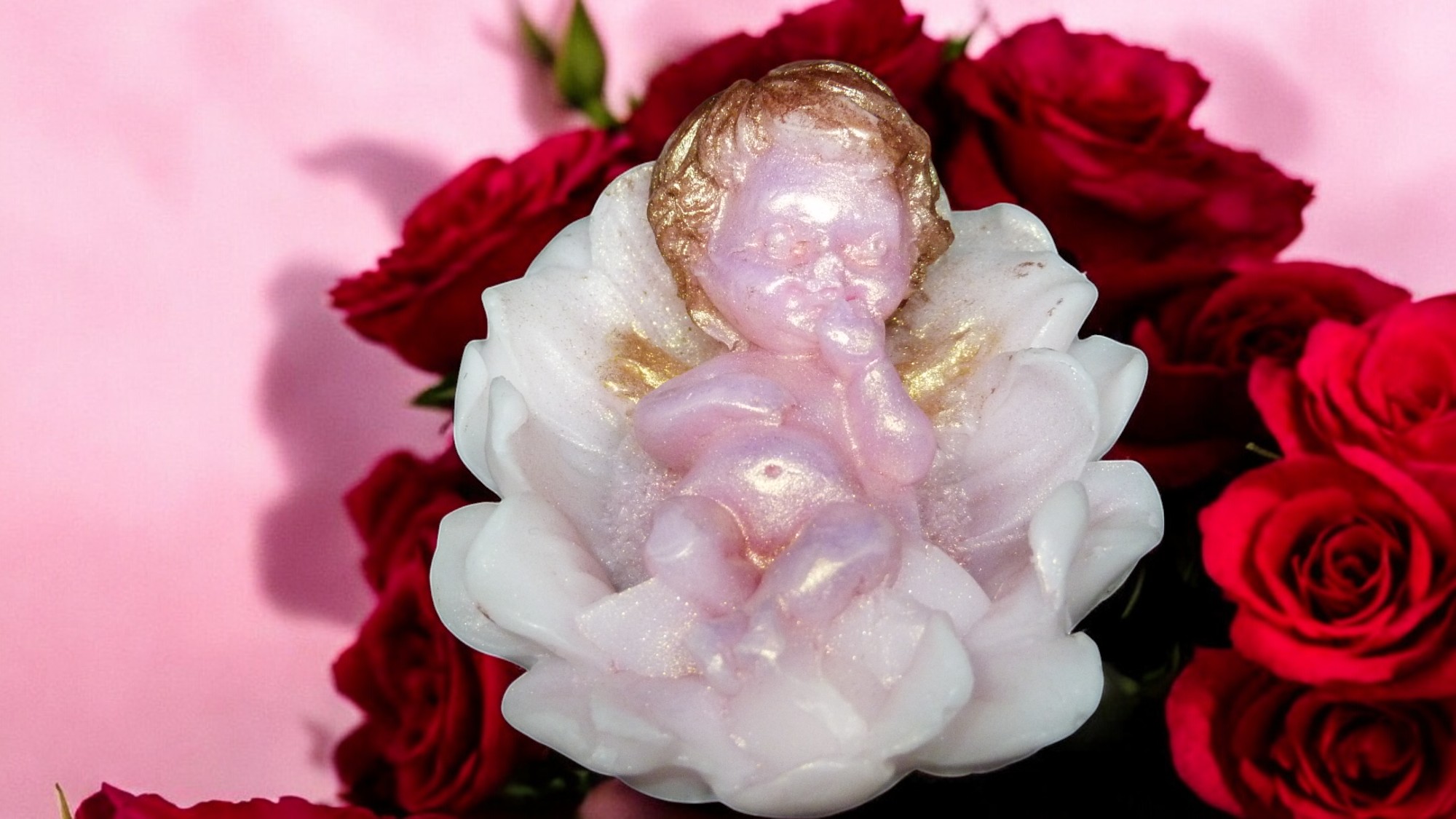 Engel in een Bloem Zeepje met Mica (image for) Engel in een Bloem Zeepje met Mica