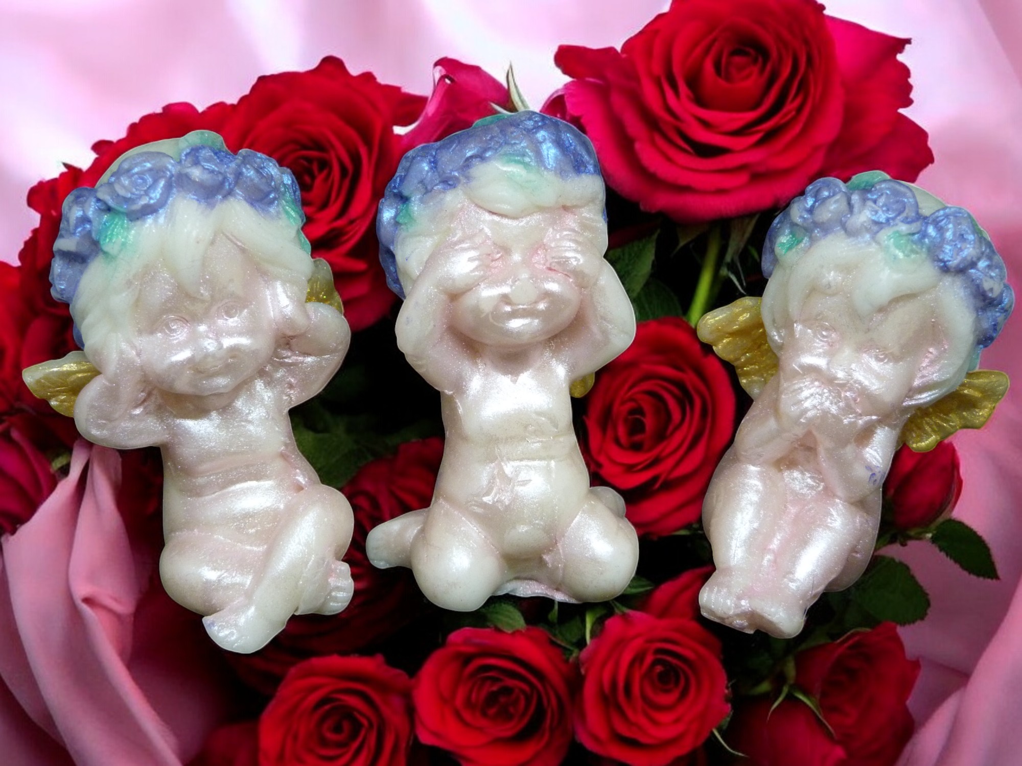 Horen, Zien en Zwijgen Engelen Zeepje met Mica (eigen creatie) (image for) Horen, Zien en Zwijgen Engelen Zeepje met Mica (eigen creatie)