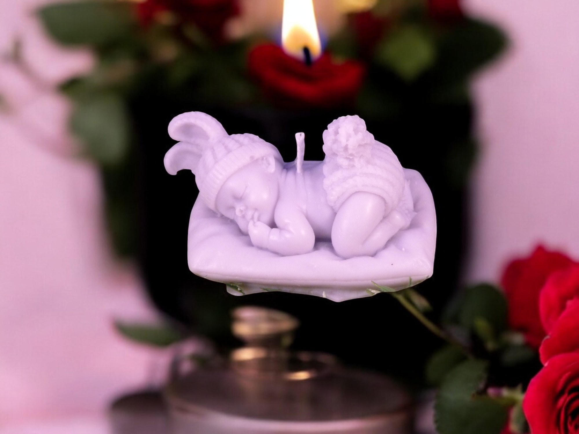 Baby met Konijnen Oren Kaars (image for) Baby met Konijnen Oren Kaars