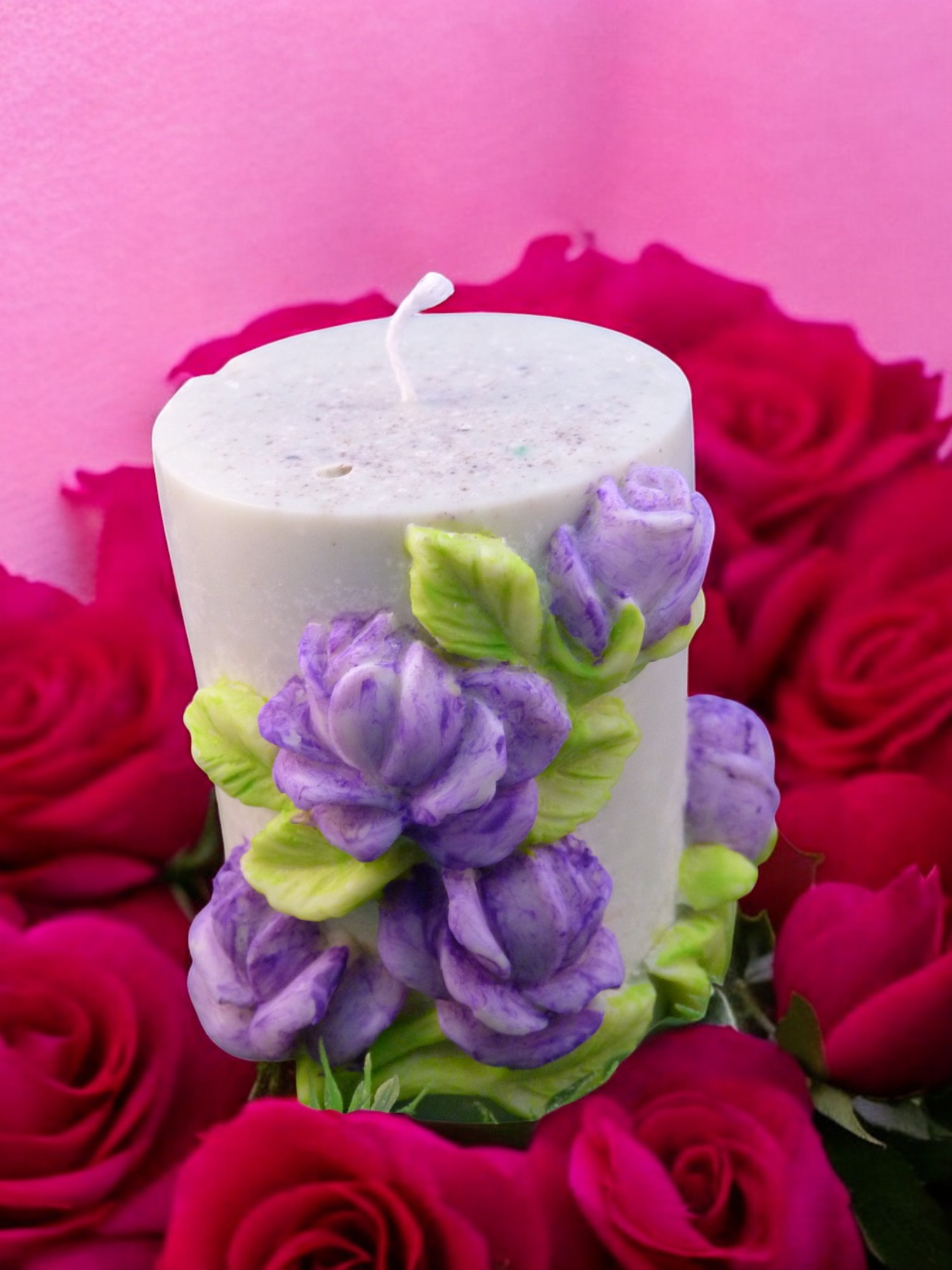 Grote Stompe Kaars met Rozen (image for) Grote Stompe Kaars met Rozen